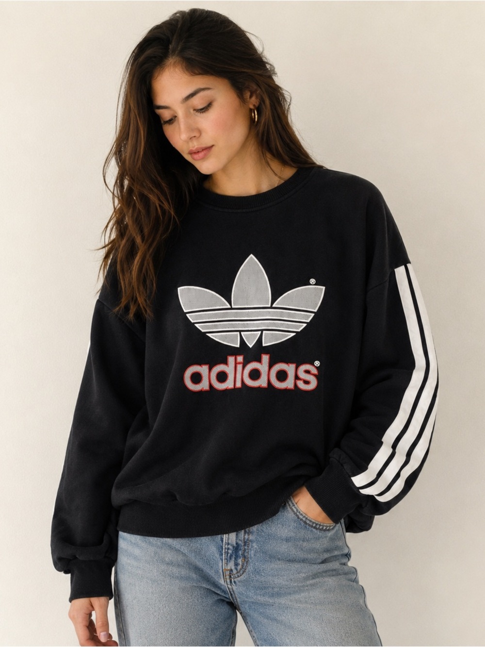 Vintage Adidas Made in Canada Trefoil 3 Stripe Sweatshirt - Picture 3 of 8